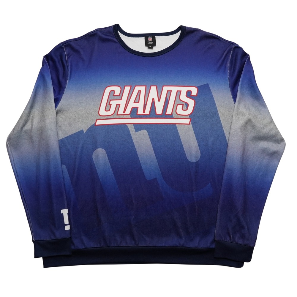 New York Giants NFL Team Apparel Mens 2XL Ombre Football Long Sleeve Shirt Blue